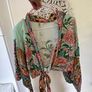 Spell criss cross tie blouse